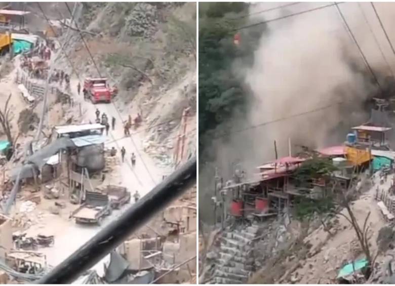 Con un reporte preliminar de 20 personas heridas, las autoridades y organismos de socorro atienden a esta hora una grave emergencia provocada por una explosión en la mina San Pedro de Marmato. FOTO: Captura de video de redes sociales