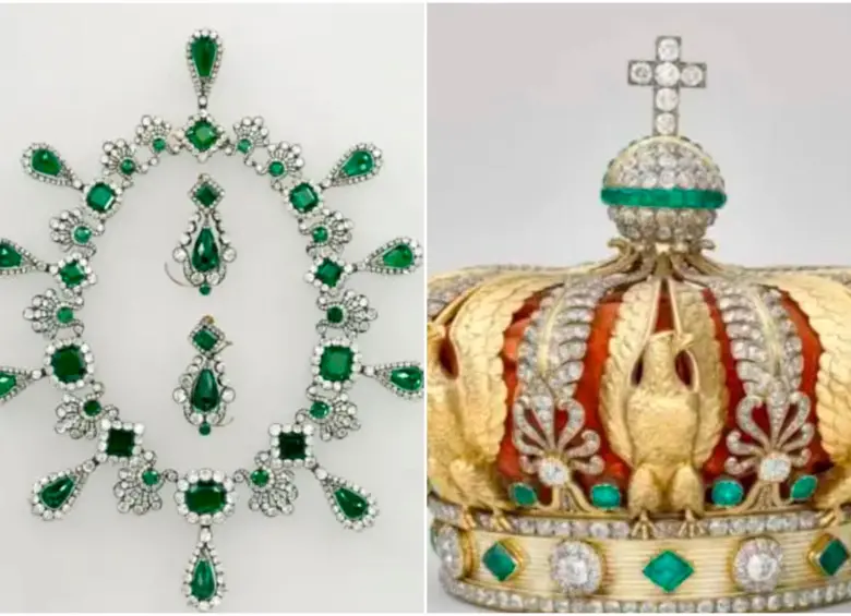 Un collar y unos pendientes que pertenecieron a la reina María Luisa (izquierda en la foto), fueron hurtados de la colección del Louvre, así como la corona de la emperatriz Eugenia (der. en la foto), que los ladrones dejaron caer y fue recuperada. FOTOS: Museo de Louvre
