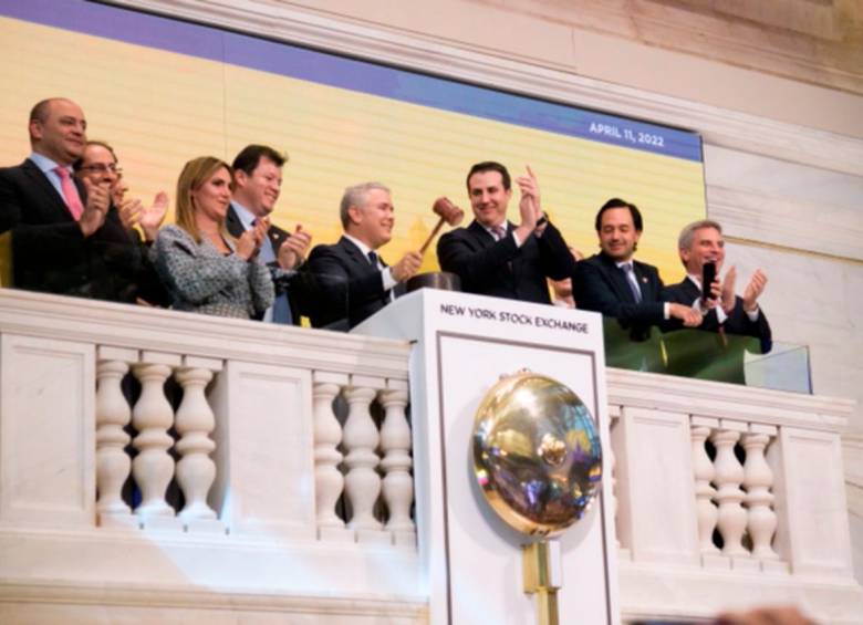 El presidente Iván Duque lanzó la “Taxonomía Verde” de Colombia en la Bolsa de Valores de Nueva York. FOTO: Cortesía Presidencia