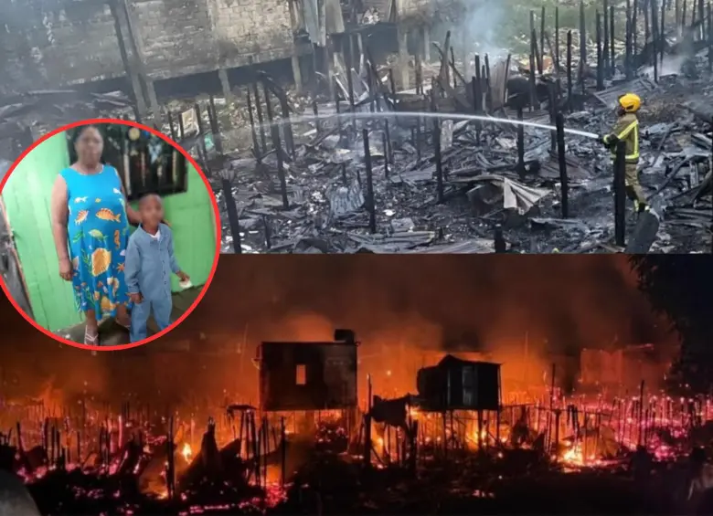 Incendio de gran magnitud dejó al menos 30 viviendas destruidas en Quibdó, Chocó. FOTO: Cortesíaa