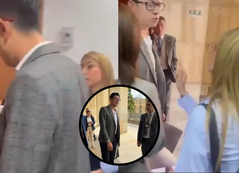 El ministro Daniel Rojas le huyó a la representante Catherine Juvinao quien le exigió luego del debate sobre el presupuesto de educación sobre los subsidios para los jóvenes beneficiarios del Icetex. Fotos: Captura de videos