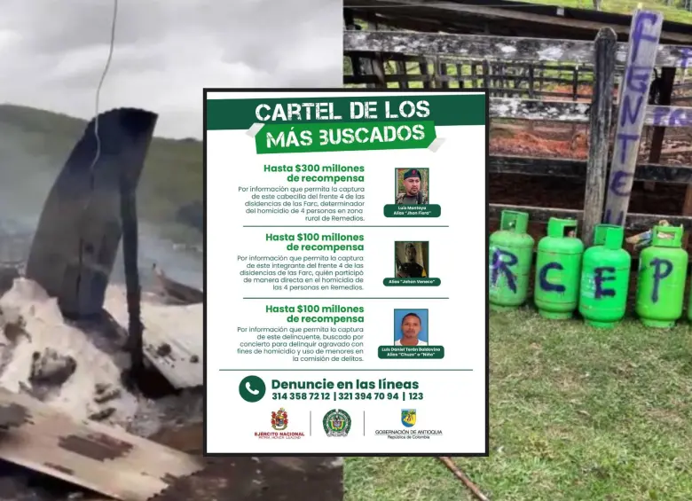 Las autoridades ofrecen entre $100 y $300 millones por los implicados en la masacre. FOTO: Cortesía e imagen tomada de redes.