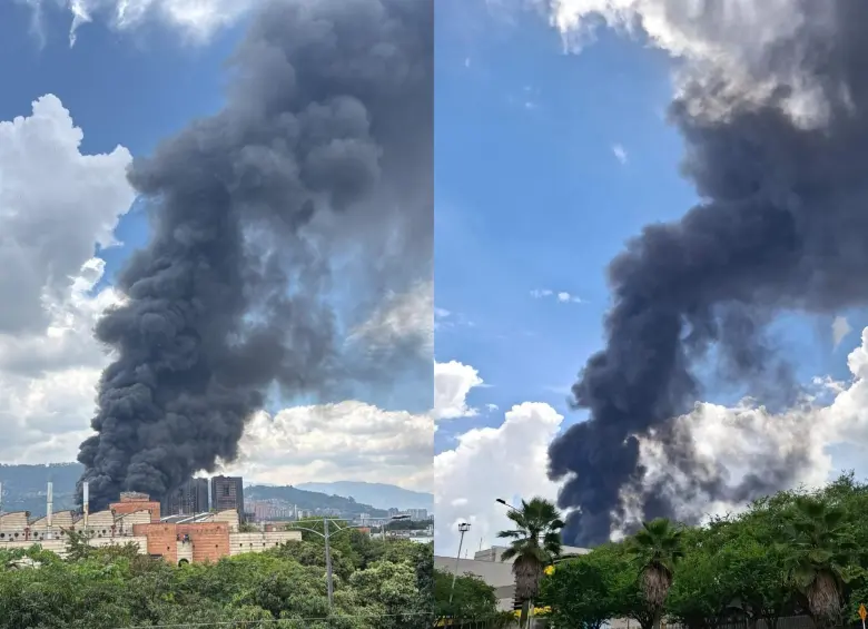 Aspecto del incendio que se desató en Itagüí. FOTO: Cortesía
