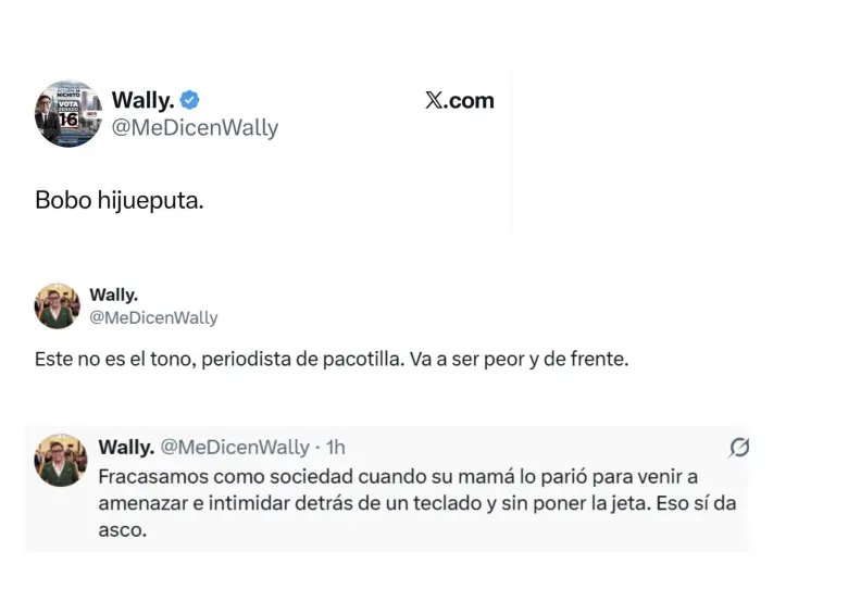 Algunos de los trinos de Wally. FOTO: CAPTURA DE PANTALLA.