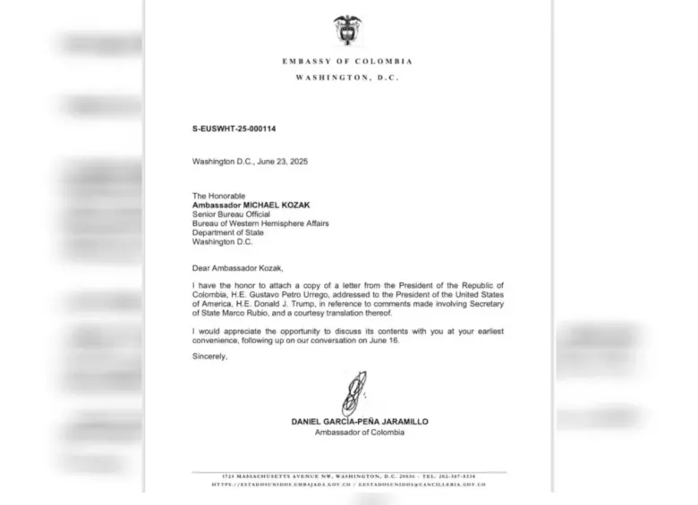 La carta también fue compartida con el embajador de la Oficina de Asuntos del Hemisferio Occidental. FOTO: Cancillería