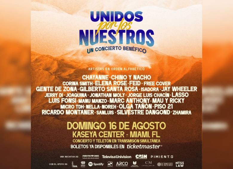 Este es el cartel de los artistas que estarán en el concierto benéfico por las víctimas de los terremotos de Venezuela y Colombia. Foto: redes sociales