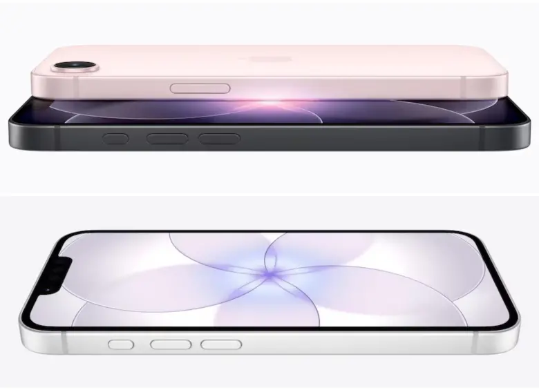 Así es el iPhone 17e en su pantalla de inicio y parte de atrás. FOTO: Página web de iPhone Colombia