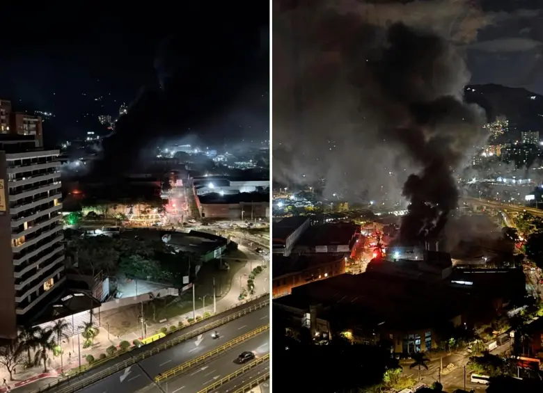 El incendio se presentó la noche del sábado en el sector Las Bodegas en Sabaneta. Fotos tomadas de redes sociales @prensapaisaoficial