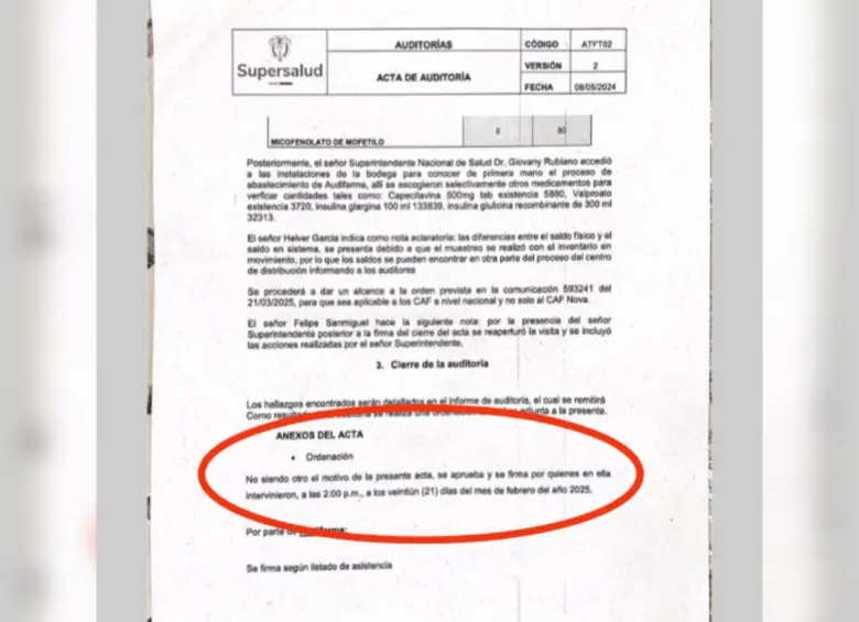 El presidente subió el documento del acta de intervención a Audifarma por parte de la Superintendencia de Salud. Foto: @petrogustavo