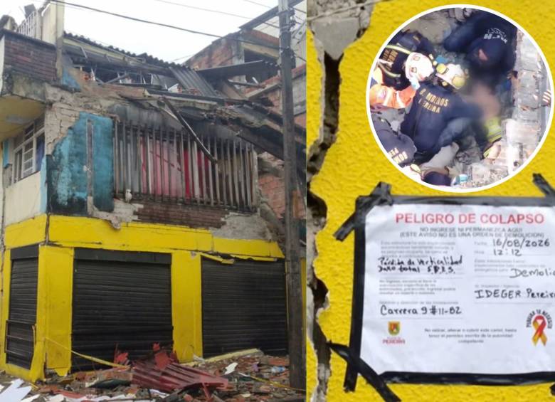 Vivienda afectada por el terremoto en Pereira ya había sido declarada en riesgo de colapso. Foto: @Alcaldiapereira / @PoliciaColombia