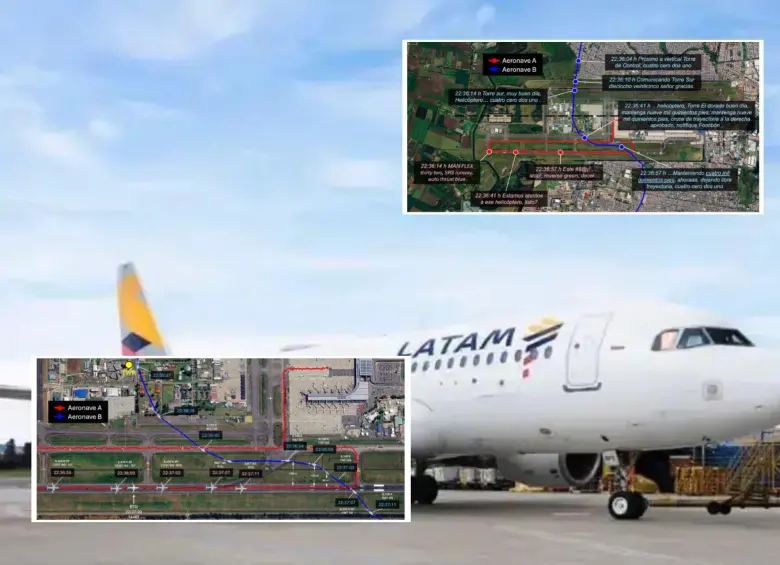 La Aeorcivil compartió el informe del incidente de un avión de Latam con un helicóptero en El Dorado el pasado 20 de febrero. Fotos: Cortesía y Aeronáutica Civil