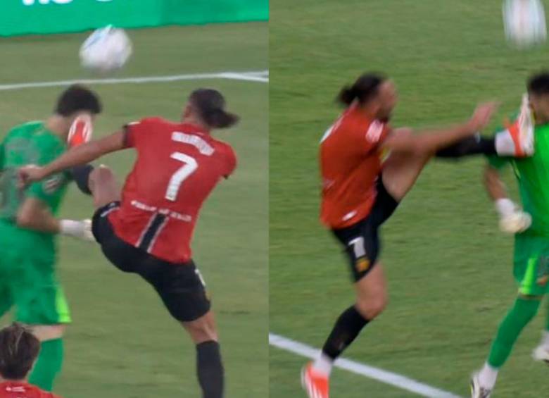El futbolista Vedat Muriqui, del Mallorca, casi queda vetado del fútbol con la entrada que le hizo a Ferrán Torres, que llevó a que lo expulsaran. FOTO: CAPTURA DE PANTALLA 
