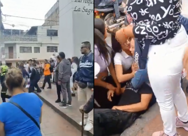 El intento del ataque sicarial se registró a las afueras de una iglesia en Bogotá. FOTO: captura de video
