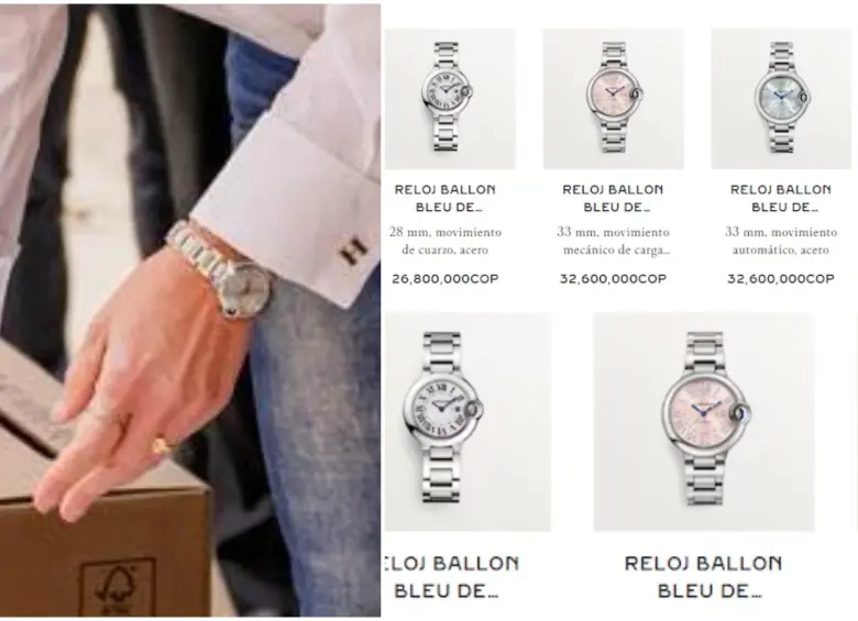 Así son los relojes en la página web de Cartier. FOTO: Tomada de las redes sociales de Verónica Alcocer y la página web de Cartier.