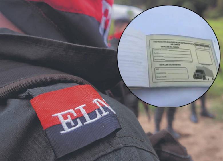 Con talonarios, estructuras del ELN llevaban registro de extorsiones y cobros ilegales para permitir el paso en algunas vías del Catatumbo. Fotos: AFP y Policía. 