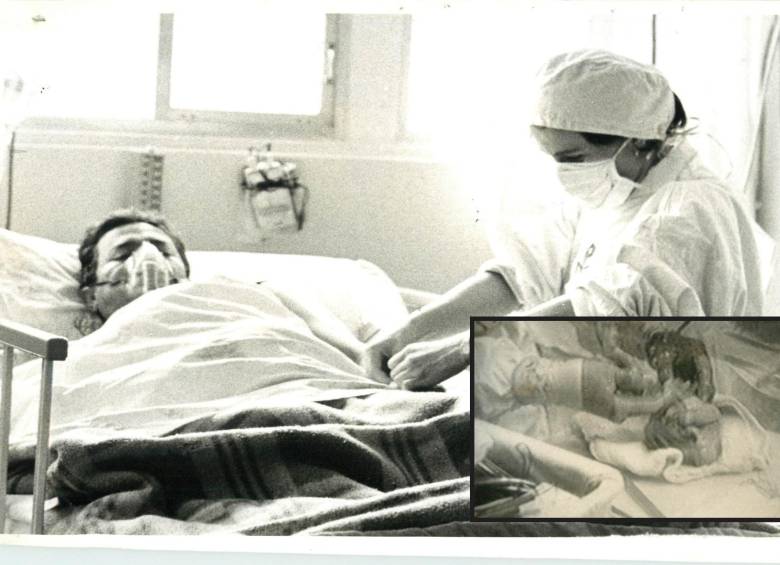 Adelante, el corazón trasplantado. Atrás, el paciente en su recuperación. FOTO: Hernando Vásquez Arango y José Betancur Yalí.