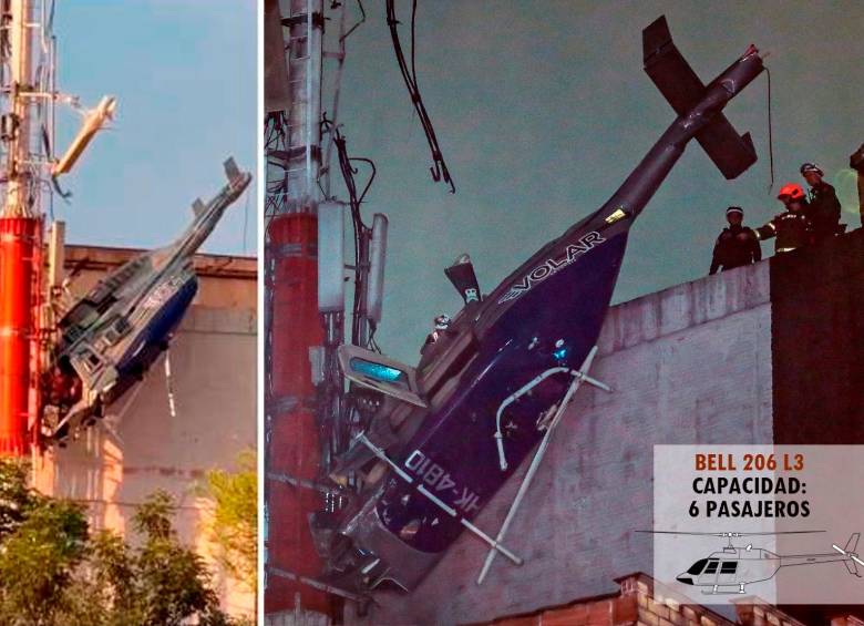 Helicóptero de turismo queda suspendido de edificio en Medellín tras accidente imagen de la publicación
