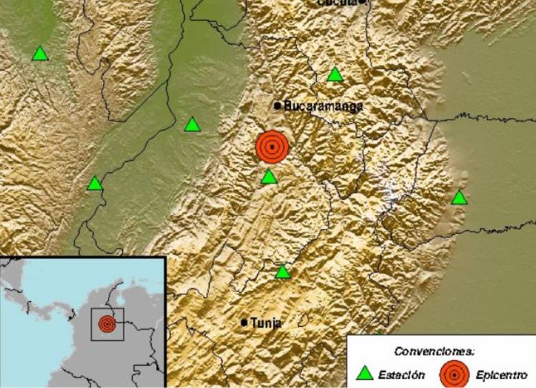 Temblor en Los Santos, Santander, este domingo 26 de enero de 2025. FOTO: Servicio Geológico Colombiano 