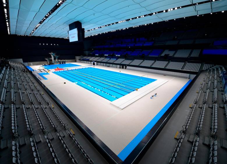  Panorámica del Centro Acuático de Tokio. Aquí se realizaran las principales competencias de natación de los juegos olímpicos. FOTOS GETTY