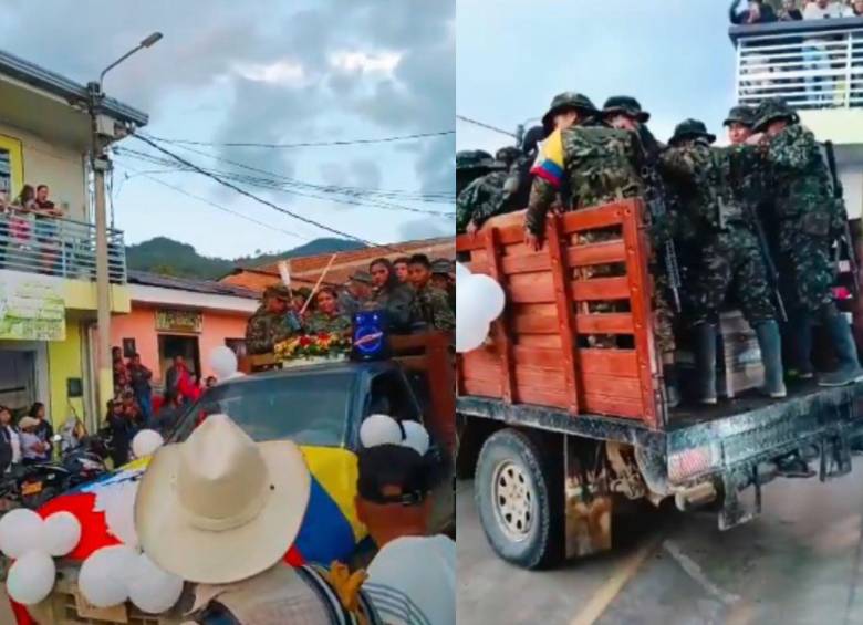 Disidencias de las Farc paralizaron a dos municipios del Huila en plena luz del día homenajeando a un explosivista abatido por la Policía. Fotos: Captura videos redes sociales