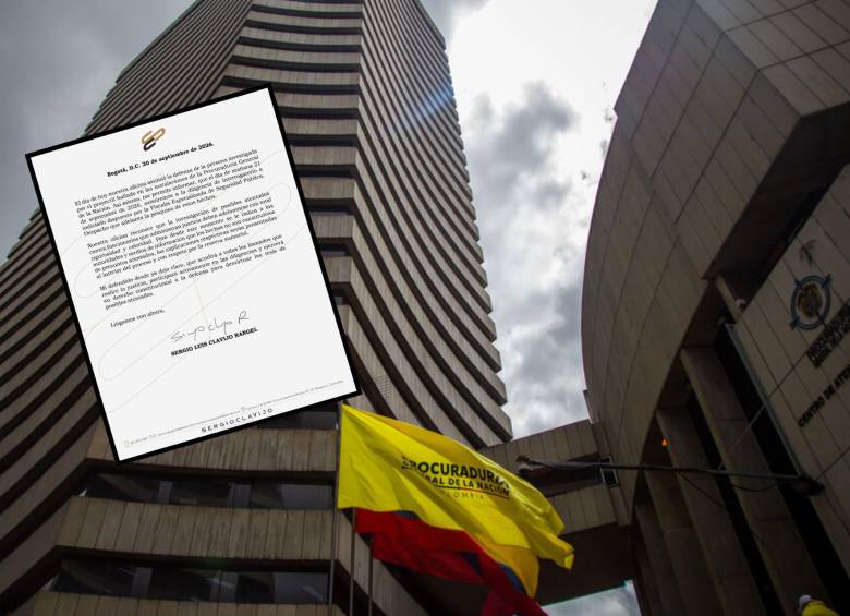 La sede principal de la Procuraduría General de la Nación está en el centro de Bogotá. En el facsímil, pronunciamiento del abogado defensor de quien estaría señalado por el disparo. Foto: Colprensa/Redes sociales.