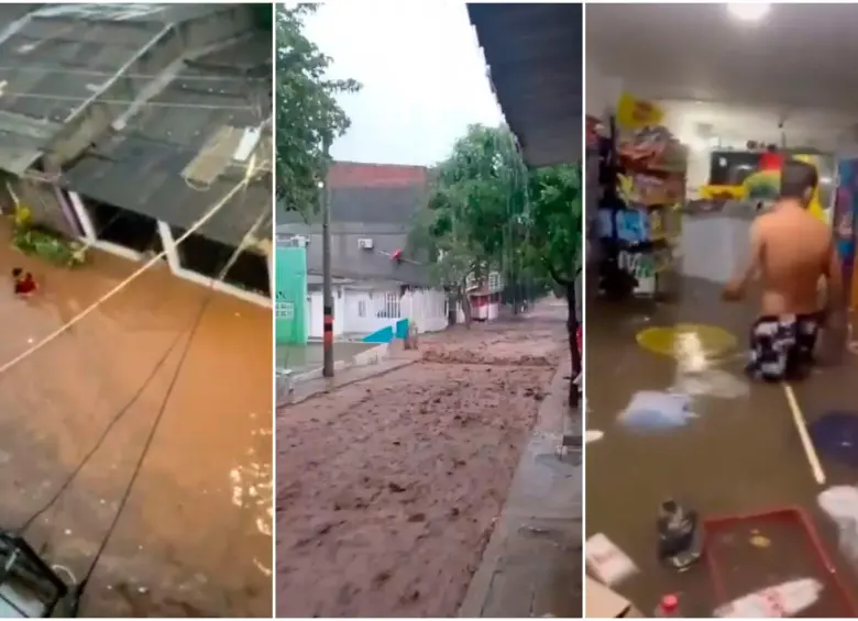 Las lluvias de este domingo, 3 de agosto, afectaron a 60 barrios de Santa Marta. FOTOS: Capturas de video