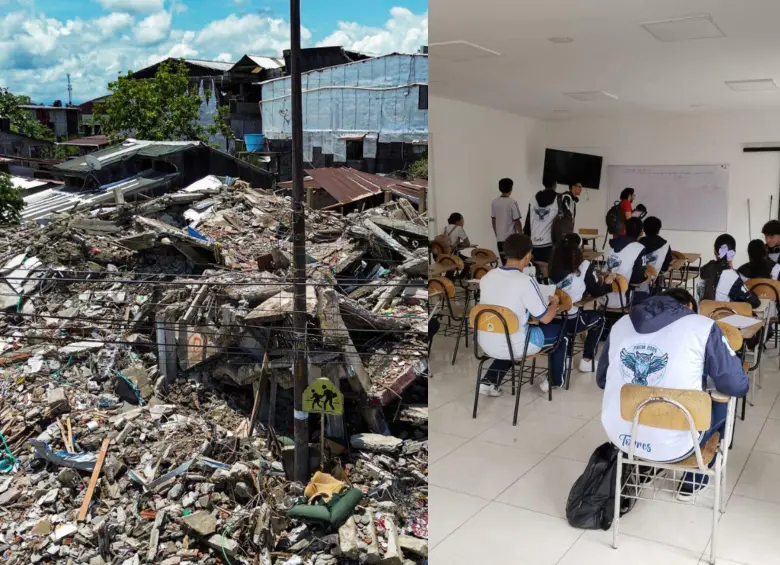 Dentro de las acciones para combatir las afectaciones a colegios por el terremoto está la de trasladar las clases a espacios como salones comunales, bibliotecas e iglesias. Fotos: Manuel Saldarriaga y Mauricio Palacio