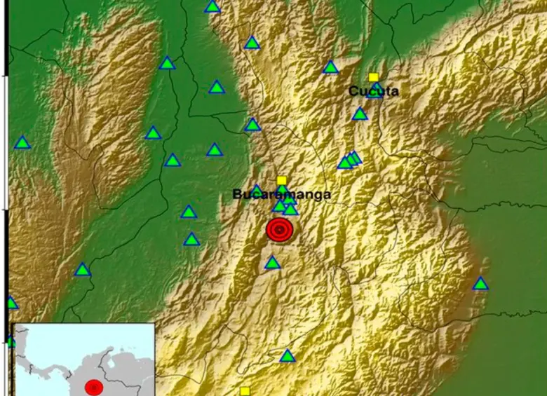 El temblor de este miércoles ocurrió en la región de La Mesa de Los Santos, una de las zonas sísmicas más activas del planeta pues allí se ubica el Nido Sísmico de Bucaramanga, que libera energía diariamente. FOTO: Tomada de X @sgcol