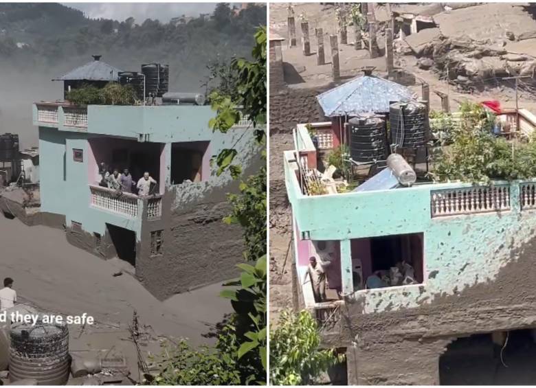 Desde el balcón de su casa, una familia vio cómo el río Trishuli se transformaba en una avalancha de lodo y piedras que engulló carreteras y puentes en cuestión de minutos. FOTO: Captura de video de redes sociales @aaditya_joxi_p y @gummibear737