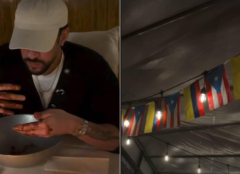 Bad Bunny en elcielo y uno de sus momentos culinarios. Al lado en un espacio que