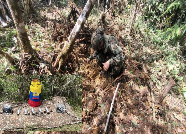 Soldados del Ejército realizan la desactivación de los peligrosos explosivos. FOTO: Cortesía