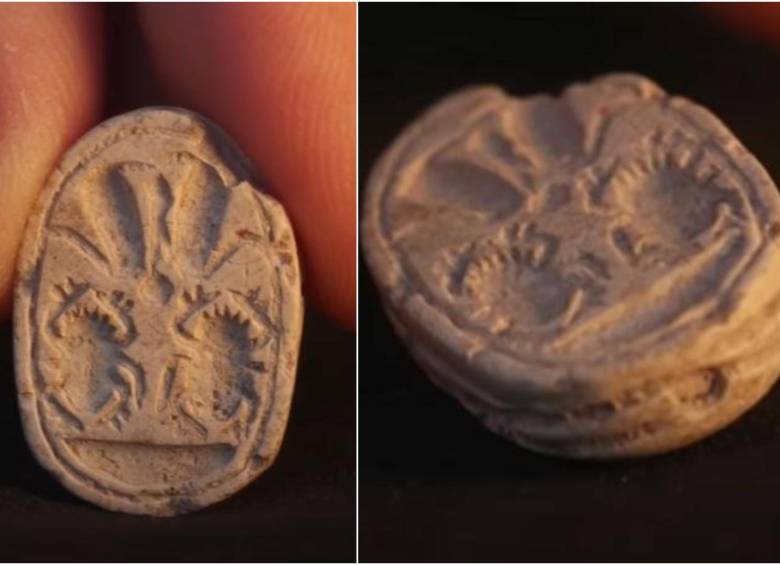 El amuleto de escarabajo cananeo de 3.800 años de antigüedad. FOTO: CAPTURA VIDEO AUTORIDAD DE ANTIGÜEDADES DE ISRAEL