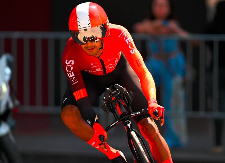 El ciclista cundinamarqués Brandon Rivera, de 29 años, terminó en la octava casilla de la quinta etapa del Giro de Italia 2025. FOTO getty