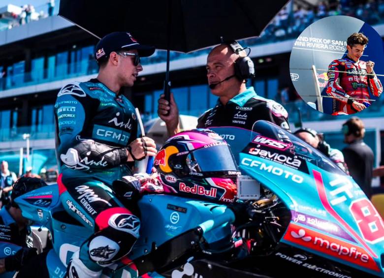 David Alonso volvió a remontar posiciones en una carrera de Moto2. Marc Márquez (círculo) es el nuevo líder de MotoGP. FOTOS: Instagram d.alonso80 y X Ducaticorse