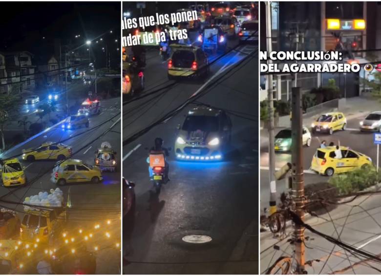 La noche de este jueves 16 de julio de 2026, decenas de taxistas transformaron el sector de la calle 33 en una pista de maniobras peligrosas para conmemorar el Día de la Virgen del Carmen. FOTO: Captura de video de redes sociales @teogo____