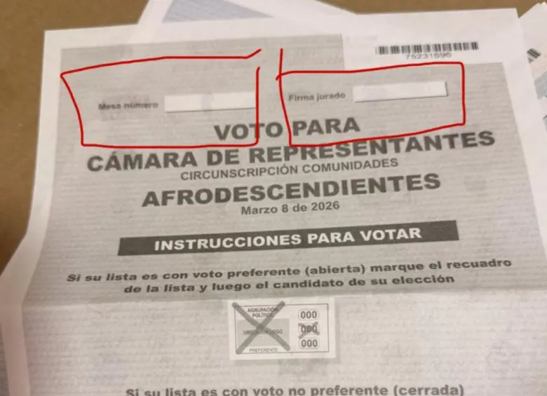 En la parte de atrás, los tarjetones deberán estar con la firma de los jurados. Foto: Suministrada a EL COLOMBIANO