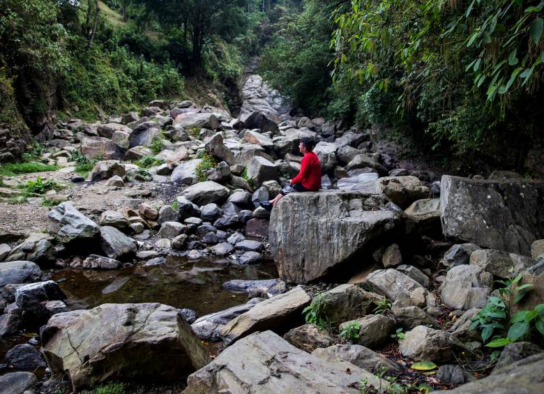 Las sequías que aquejan a la quebrada Santa Elena ponen en riesgo el abastecimiento de agua de diez barrios del centro-oriente de la ciudad. FOTO Julio César Herrera