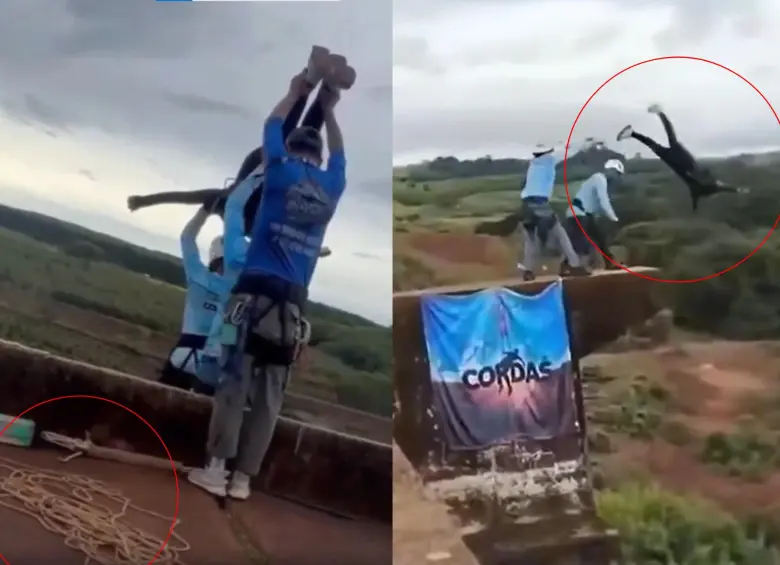 Joven murió al ser lanzada de un puente sin cuerda de seguridad durante salto extremo en Brasil. Foto: captura de video