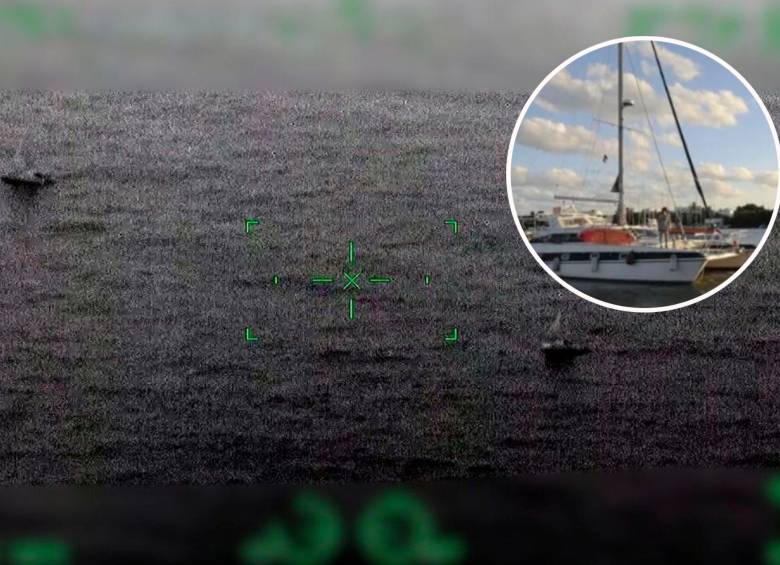 El momento en el que la Marina mexicana localiza en alta mar a las dos embarcaciones que llevan los últimos cargamentos del convoy “Nuestra América”. FOTOS: Tomadas de X @SEMAR_mx