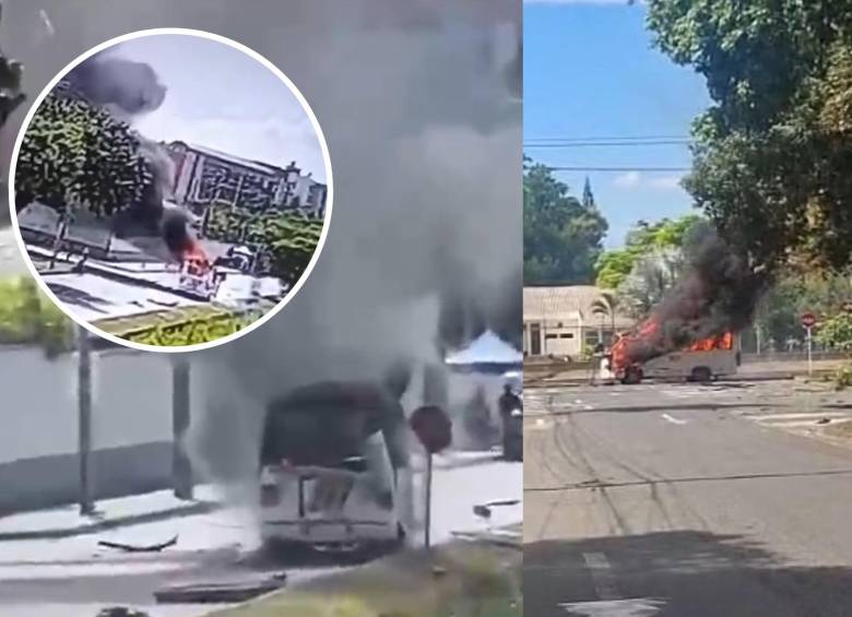 El video de seguridad captó el momento en que un hombre desciende de un bus cargado con explosivos segundos antes de la detonación. Foto: tomada de redes sociales
