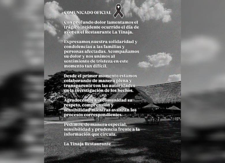 El restaurante publicó un comunicado sobre lo ocurrido en su establecimiento el pasado 27 de diciembre. Foto: @latinajacali