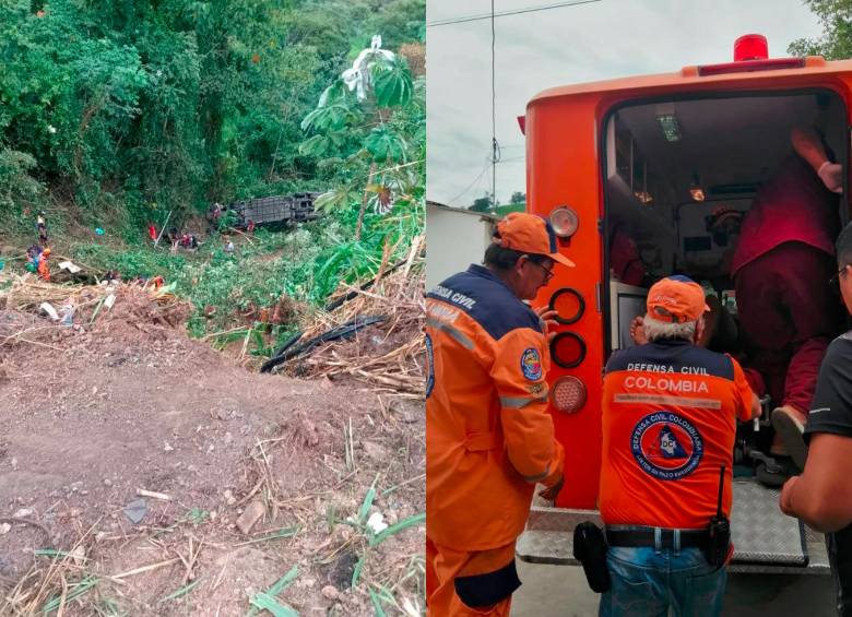 Nueve muertos y 20 heridos dejó el volcamiento del bus en Santander. Foto: Tomadas del Twitter de @OGRDSantander. 