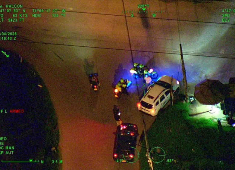 Vista del vehículo desde el helicóptero Halcón. FOTO: POLICÍA.