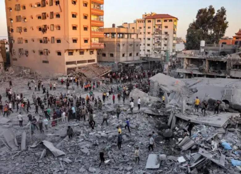 Zona destruida del centro en la Franja de Gaza tras los constantes bombardeos. FOTO: AFP