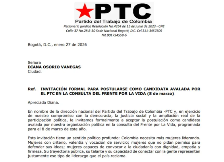 Carta del supuesto aval presentada por Osorio.