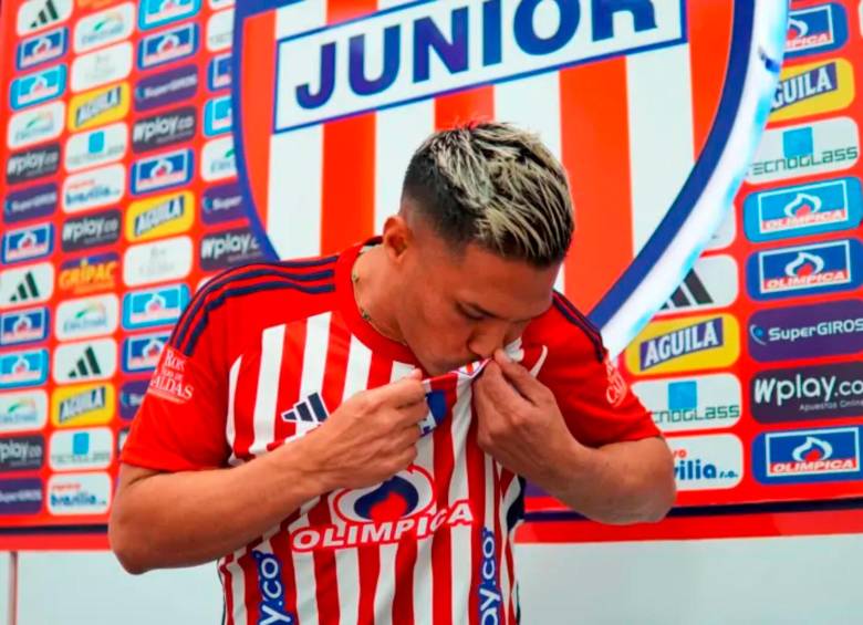 Teófilo Gutiérrez firmó un contrato especial con Junior a principios del 2025. Se termina en julio. FOTO: TOMADA DEL X DE @JuniorClubSA