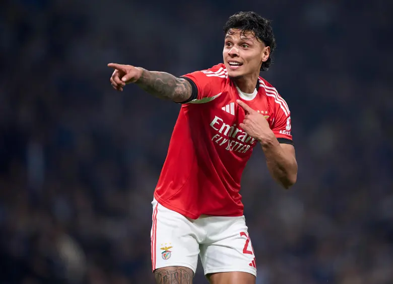 Richard Ríos se encuentra en etapa de recuperación y es duda del Benfica frente al Real Madrid. FOTO : GETTY