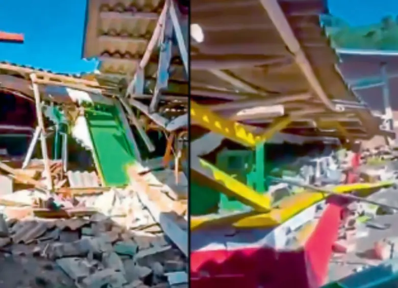 Unas 442 viviendas en el municipio del epicentro del terremoto se vieron afectadas y cerca de 40 estructuras quedaron completamente colapsadas en esa zona del suroriente del Chocó. Captura de video