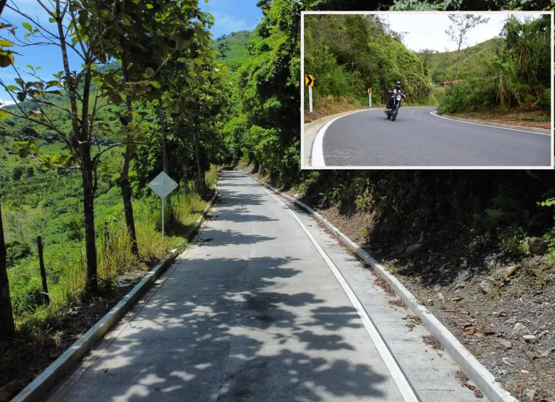 Vía Santo Domingo – Alto de La Quiebra ejecutada con obras por impuestos en Antioquia. FOTO: Cortesía