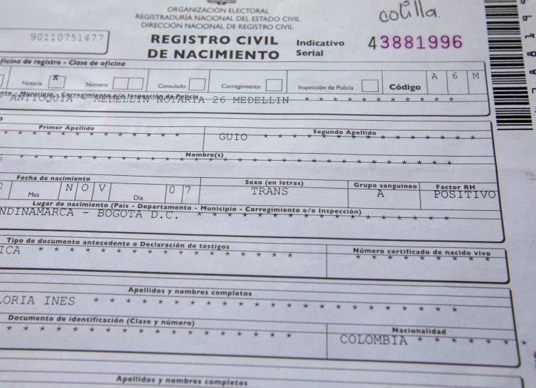 Registro civil con T de trans, el primero en Colombia 